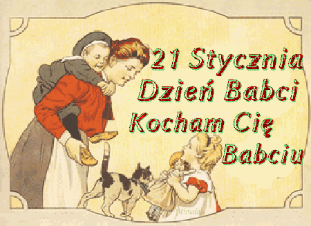 Kartka 21 stycznia Dzień Babci Kocham Cię Babciu